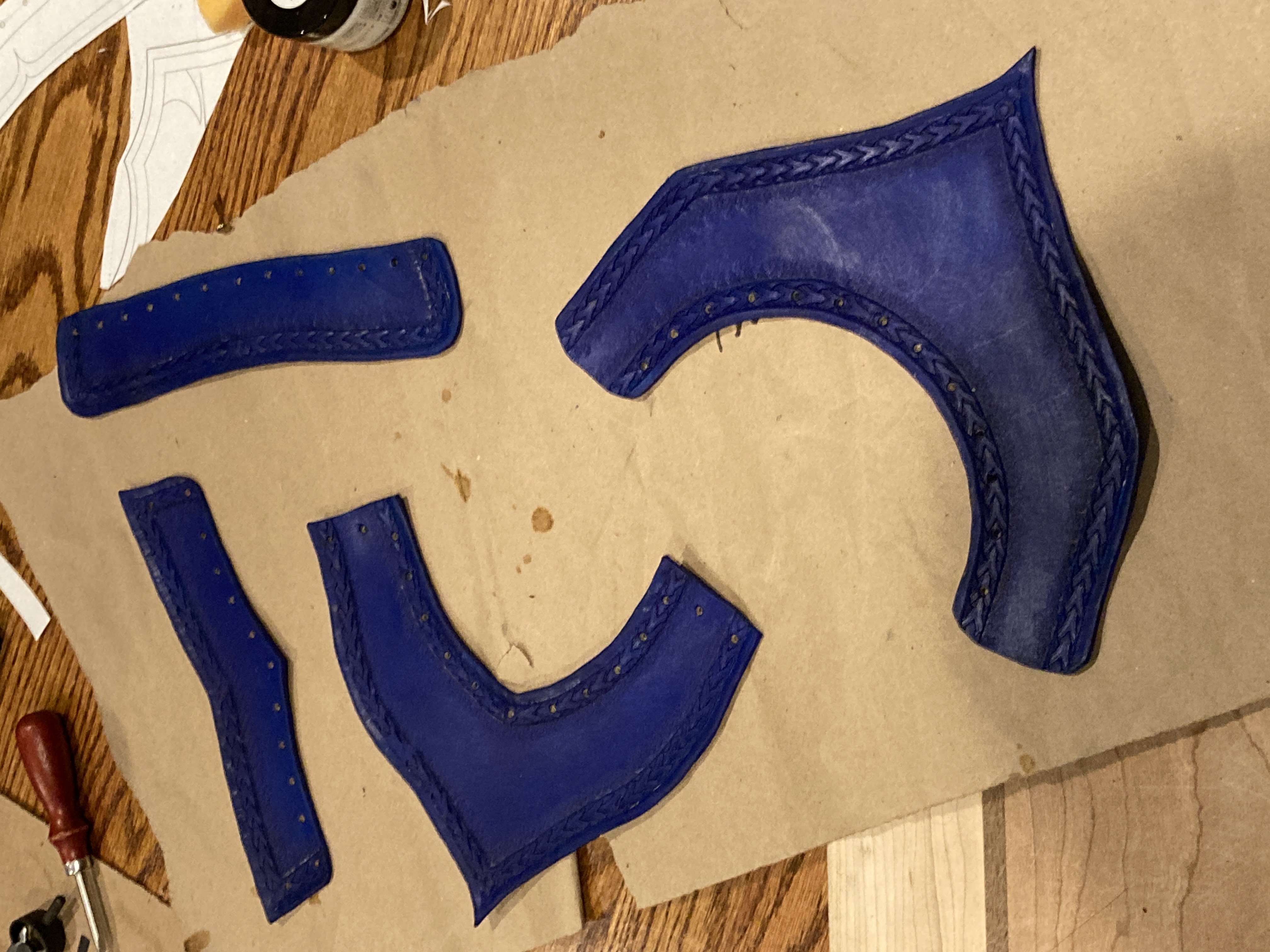 Interior leatherwork detail of Galdran armour