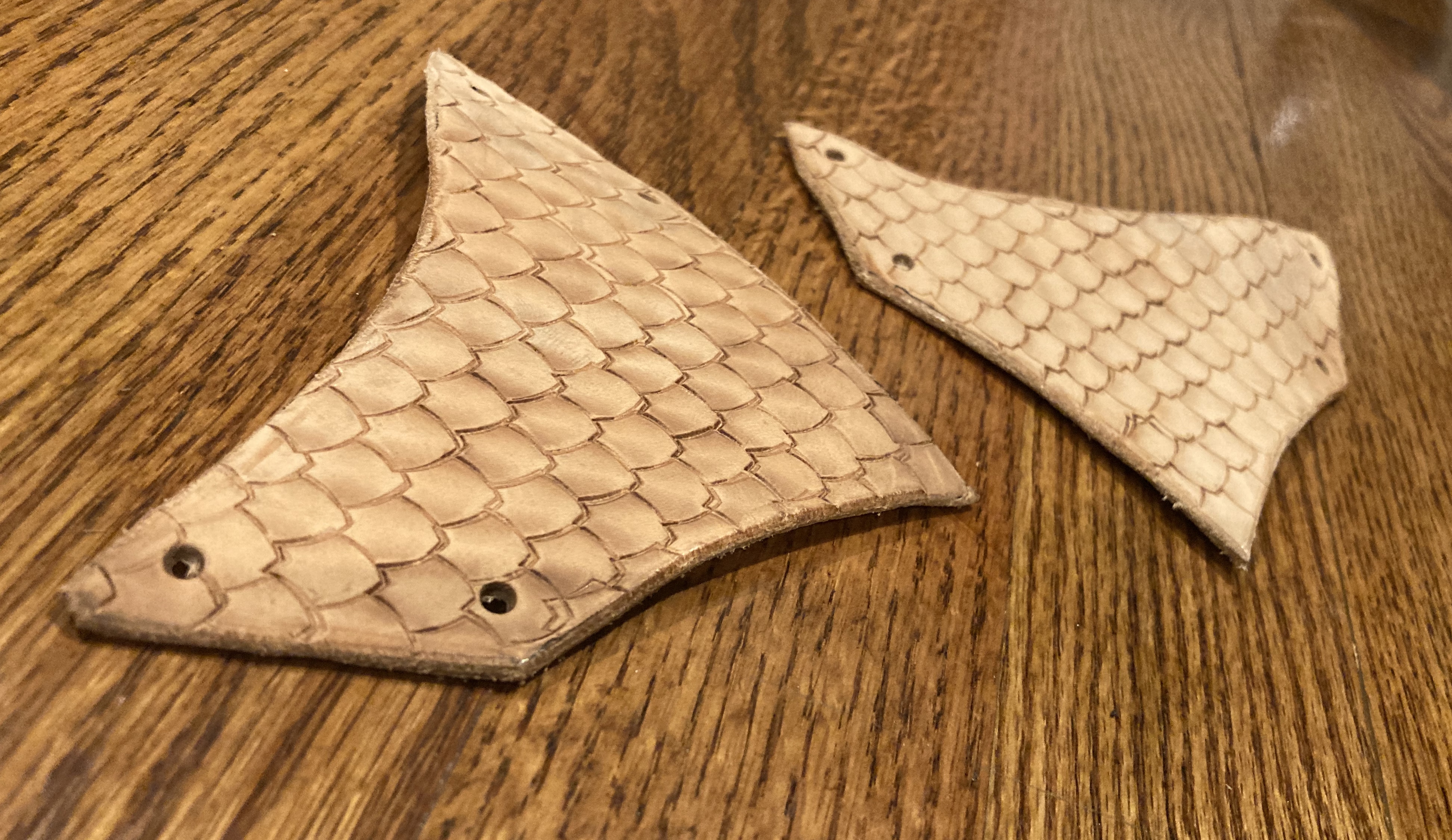 Leather templates being drawn for Riverglade armour