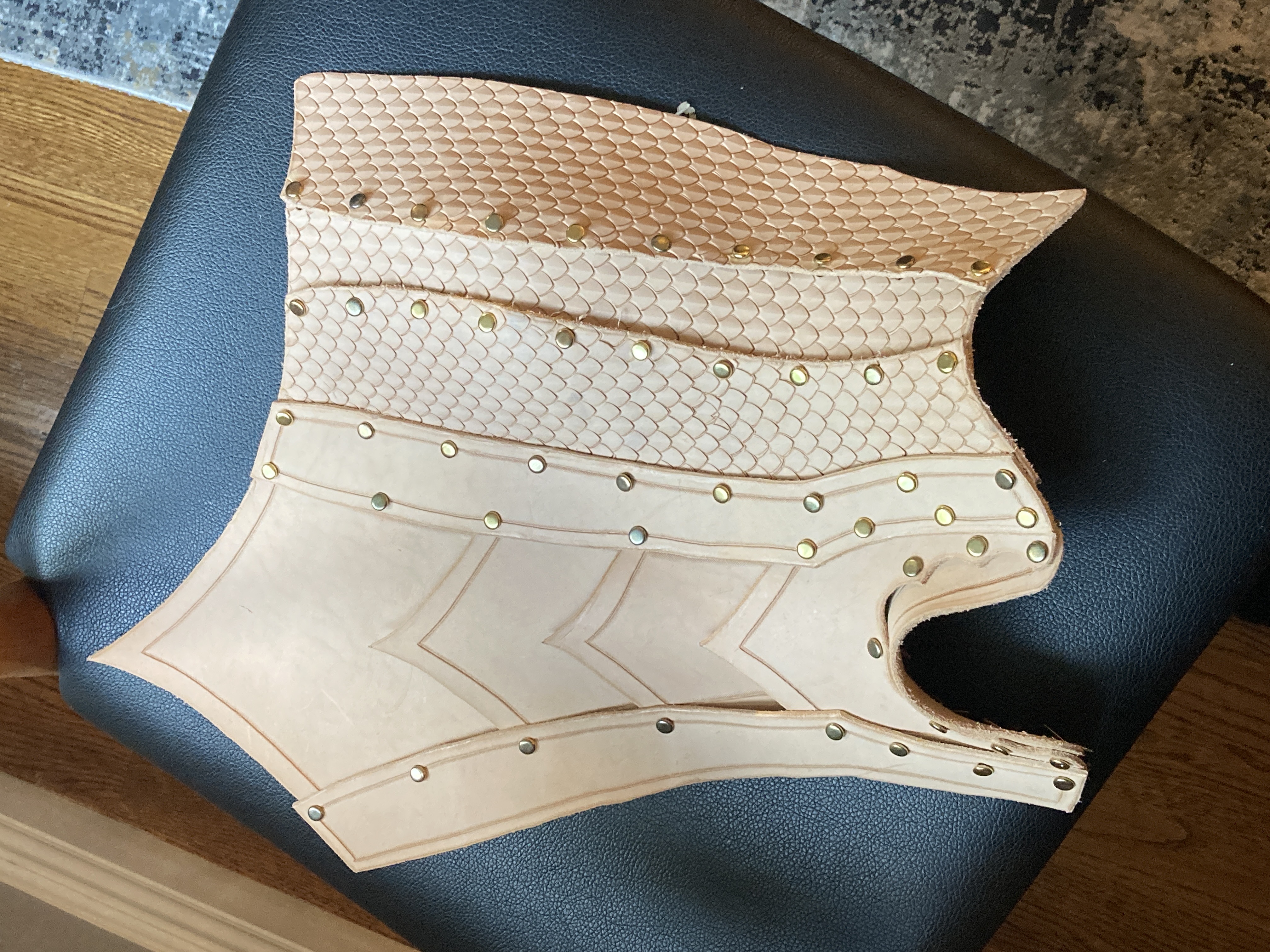 Leather suede shirt and scaled components
